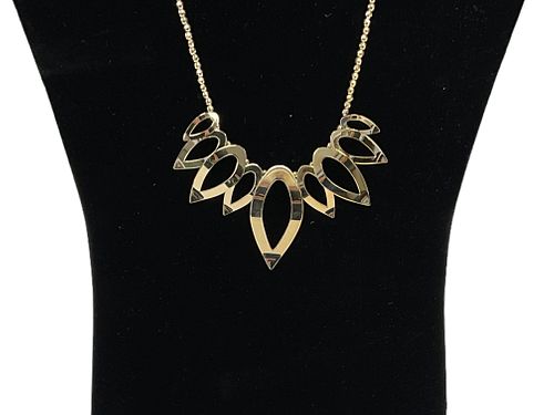 10 kt Yellow Gold Beaded Leaf Necklace from the Surreal Collection