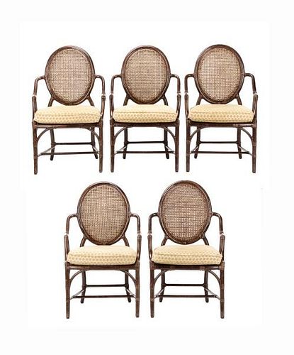 Set of 5 McGuire Bamboo Dining Armchairs