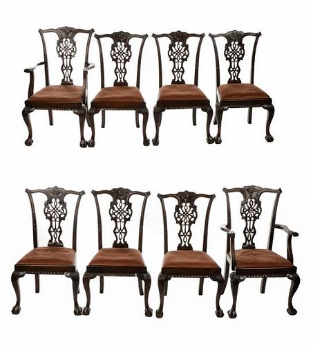 Set of 8 Mahogany Chippendale Style Chairs