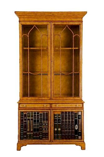 Maitland Smith Leather Covered Bookcase Cabinet