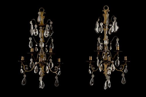 Pair of Neoclassical Style Brass Wall Sconces