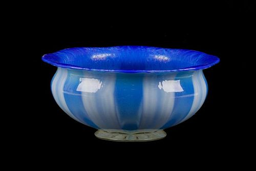 Iridized Blue & Opalescent Bowl, After Tiffany