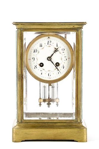 Tiffany & Co. Brass & Glass Regulator Clock