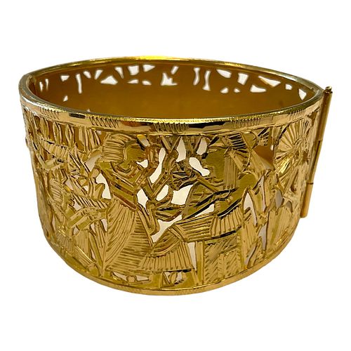 18 kt Yellow Gold Egyptian Storytelling Cuff from the Surreal Collection