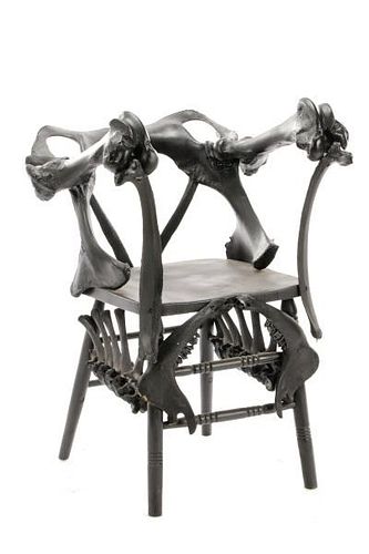 Modernist Macabre Cow Bone Specimen Chair