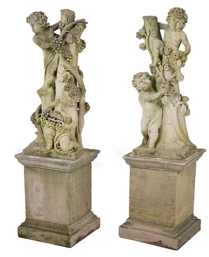 Summer and Autumn, a Pair of Garden Statues