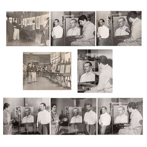 Raúl Anguiano. Exposición de Obra / Retratando a Arturo Arnáiz y Freg. México, ca. 1950. Fotografías, 20.5 x 25.3 cm. Piezas: 8.