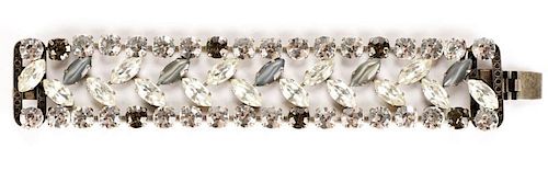 Jean-Louis Blin Rhinestone & Gray Glass Bracelet