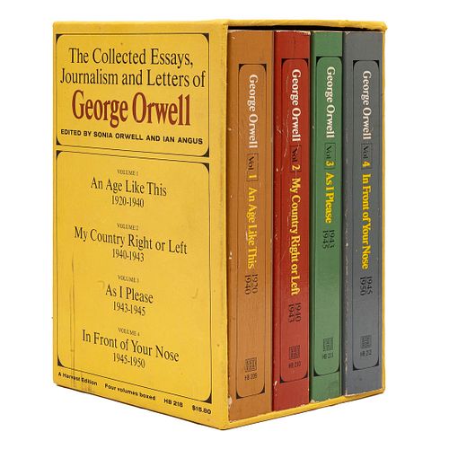 The Collected Essays, Journalism and Letters of George Orwell. New York: Harcourt Brace Jovanovich, 1968. Piezas: 4, en estuche
