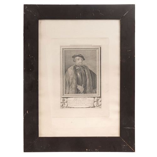 Retratos de los Españoles Ilustres. Hernán Cortés. Madrid: En la Imprenta Real, 1791 - 1819. Grabado. Enmarcado