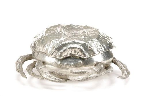 Whimsical Italian Pewter Crab Form Covered Box