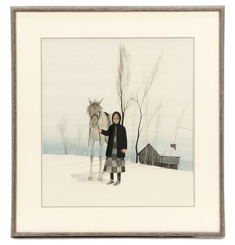 Patricia Buckley Moss, "Woman and Horse"-1973