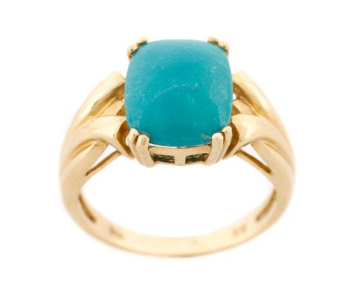EFFY 14K Yellow Gold & Simulated Turquoise Ring