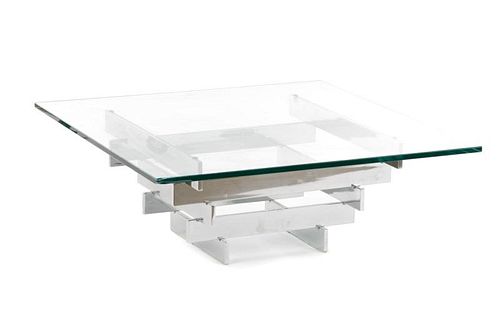 Paul Mayen Attr. Chrome & Glass Cocktail Table