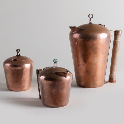 Taxo Copper Three Piece Coffee Set 