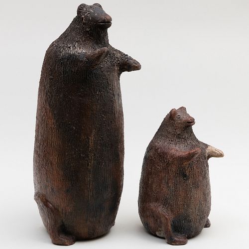 Two Woodfired Earthenware Models of Bears