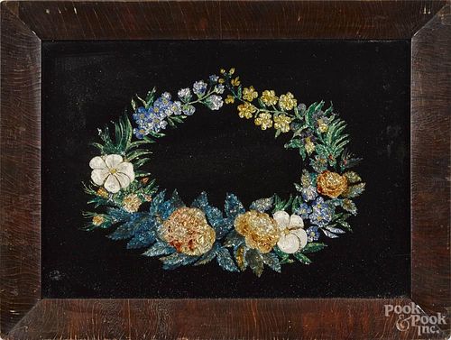 Three Victorian tinsel and foil still lifes, late 19th c.