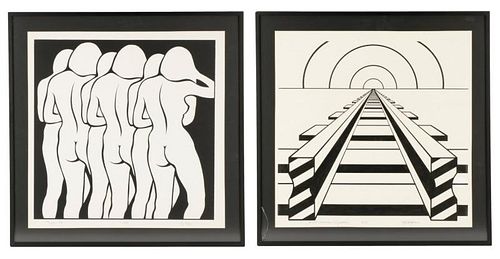 Two Roy Ahlgren Optic Art Serigraphs, 1973