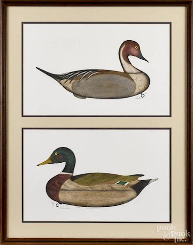 Arthur Nevin, limited edition lithograph of duck decoys, 20th c., signed and numbered 6/150