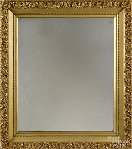 Gold gilt mirror, late 19th c., 38 1/2'' x 33 1/4'', together with a Chippendale style mahogany mirror