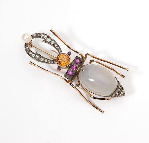 An antique Russian beetle brooch