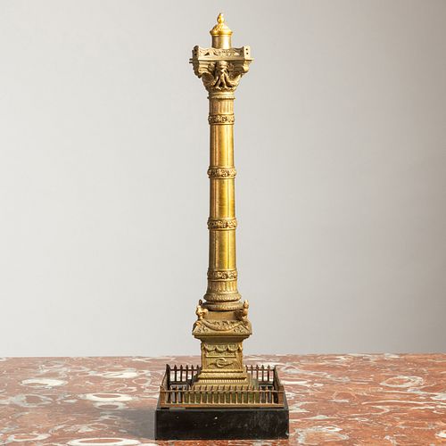 Grand Tour Gilt-Metal Model of a Column on a Black Marble Base