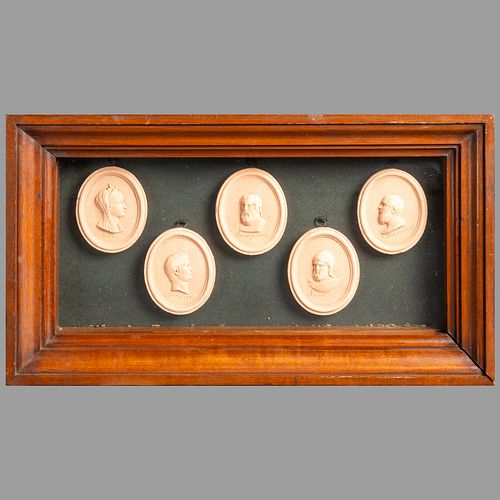 Set of Five Intaglios of Famous Greeks Mounted in Frame
