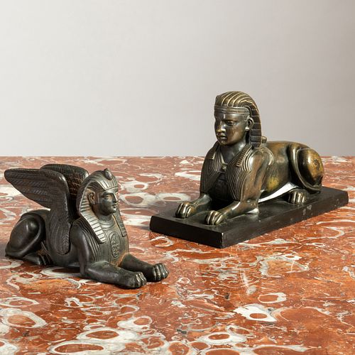 Two Bronze Models of Sphinxes