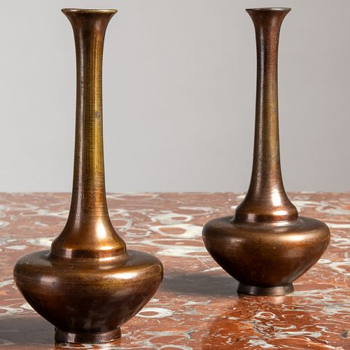 Pair of Small Japanese Bronze Vases