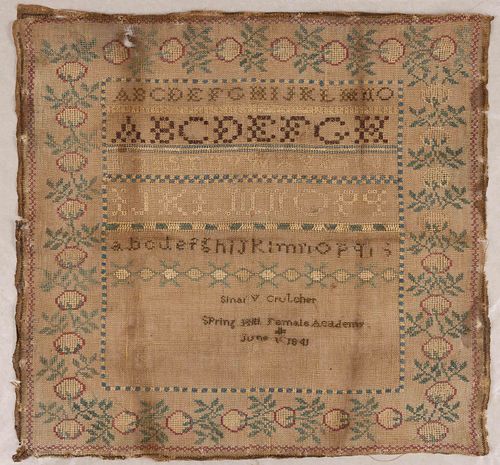 SPRING HILL FEMALE ACADEMY, MAURY CO., TENNESSEE NEEDLEWORK SAMPLER