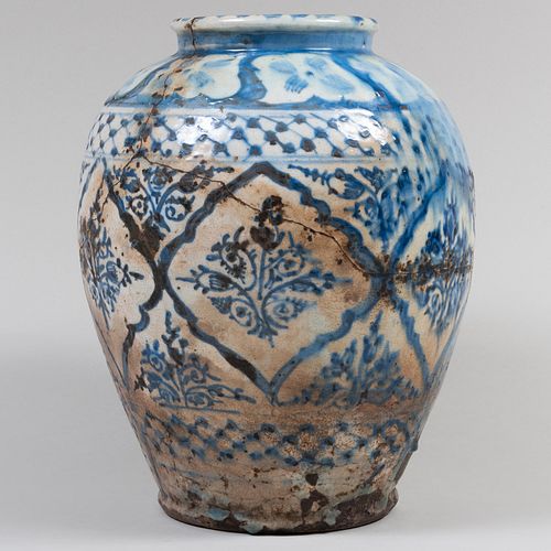Kashan Blue Glazed Pottery Jar