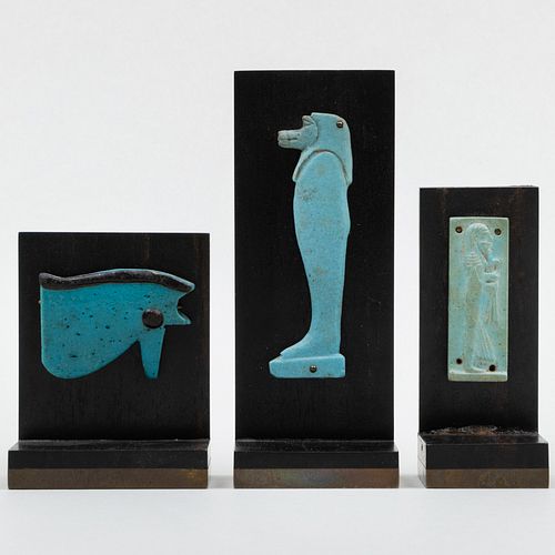 Group of Three Egyptian Glazed Faience Artifacts