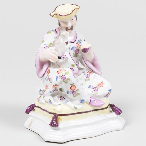 Meissen Chinoiserie Figure Group of a Man with a Monkey, Modeled by J.F. Eberlein