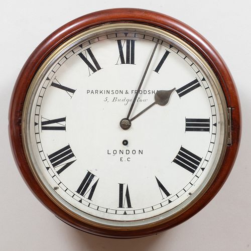 Parkinson & Frodsham Brass and Mahogany Wall Clock