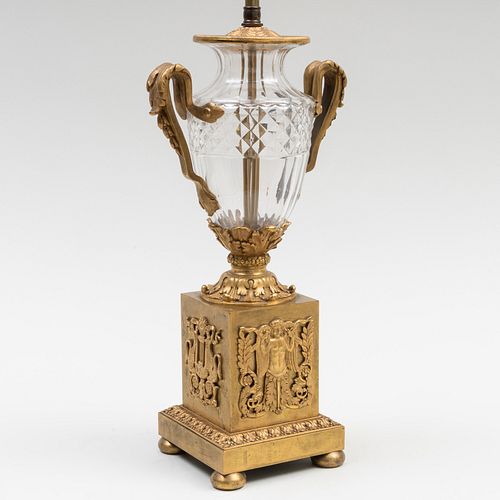 French Ormolu-Mounted Cut Glass Lamp