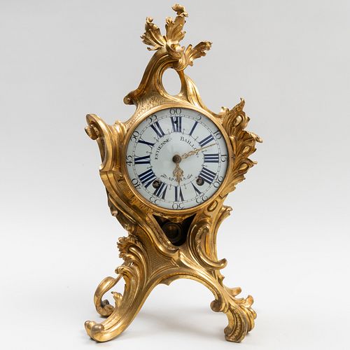 Louis XV Ormolu Mantle Clock, Dial Signed Estienne Baillon a Paris, Marked with the Crowned C