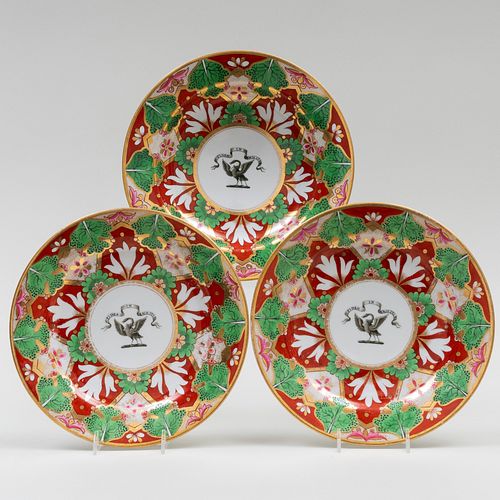 Group of Three Worcester Barr, Flight, & Barr Porcelain Armorial Plates