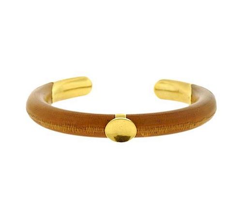 Tiffany &amp; Co Elsa Peretti 18K Gold Wood Cuff Bracelet