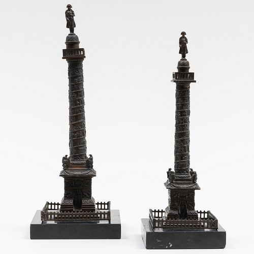 Two Grand Tour Bronze Models of the Vendôme Column