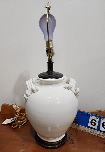glazed pottery table lamp
