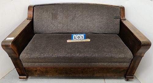 c1915  mahog frame sofa bed 