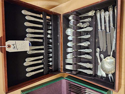 bx'd 108pc lunt "Amer Vict" sterling flatware set 99.16 ozt weight does not incl 17 knives