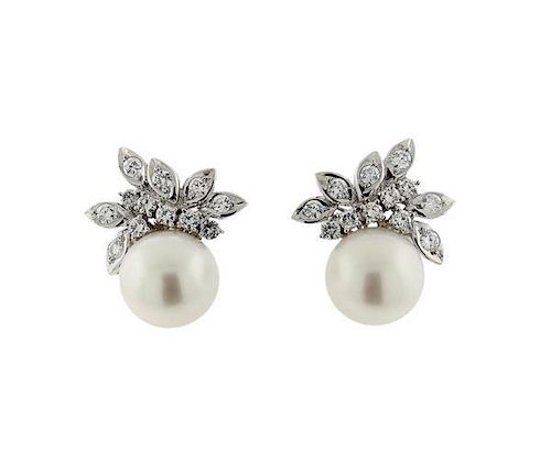14K Gold Diamond South Sea Pearl Earrings
