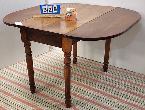 19th c Country Sheraton cherry drop leaf table 