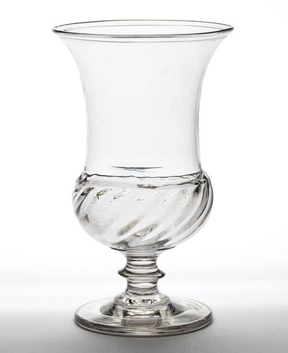 FREE-BLOWN AND GADROON-DECORATED GLASS CELERY VASE