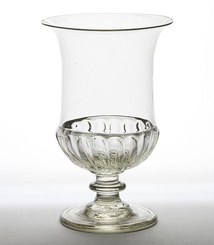 FREE-BLOWN GADROON-DECORATED CELERY GLASS OR VASE