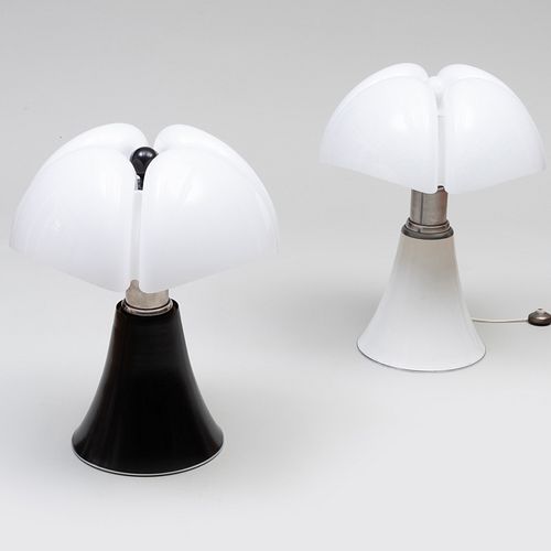 Two Gae Aulenti for Martinelli Luce Metal and Plastic 'Pipistrello' Table Lamps
