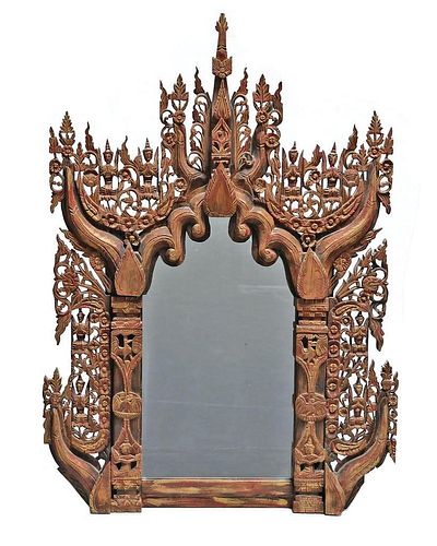 Southeast Asian Carved Mirror.