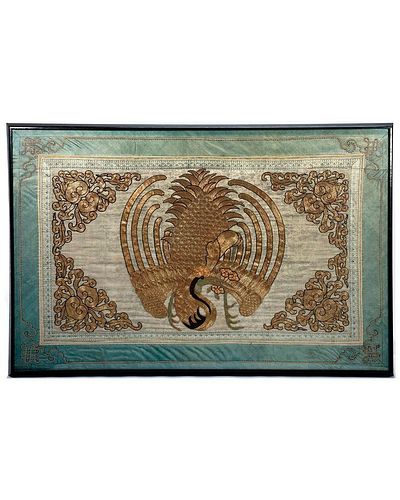 Chinese Gold Embroidery/Applique Silk Panel.