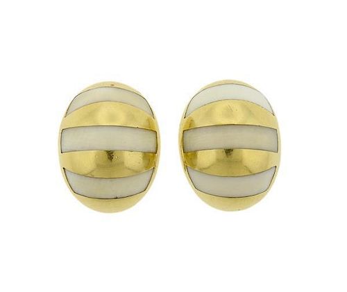 18K Gold White Stone Earrings